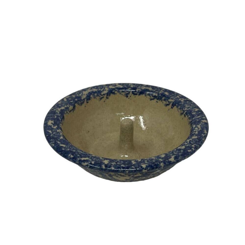 Stoneware Apple Baker Bowl Dish - Blue Spongeware Glaze 6"